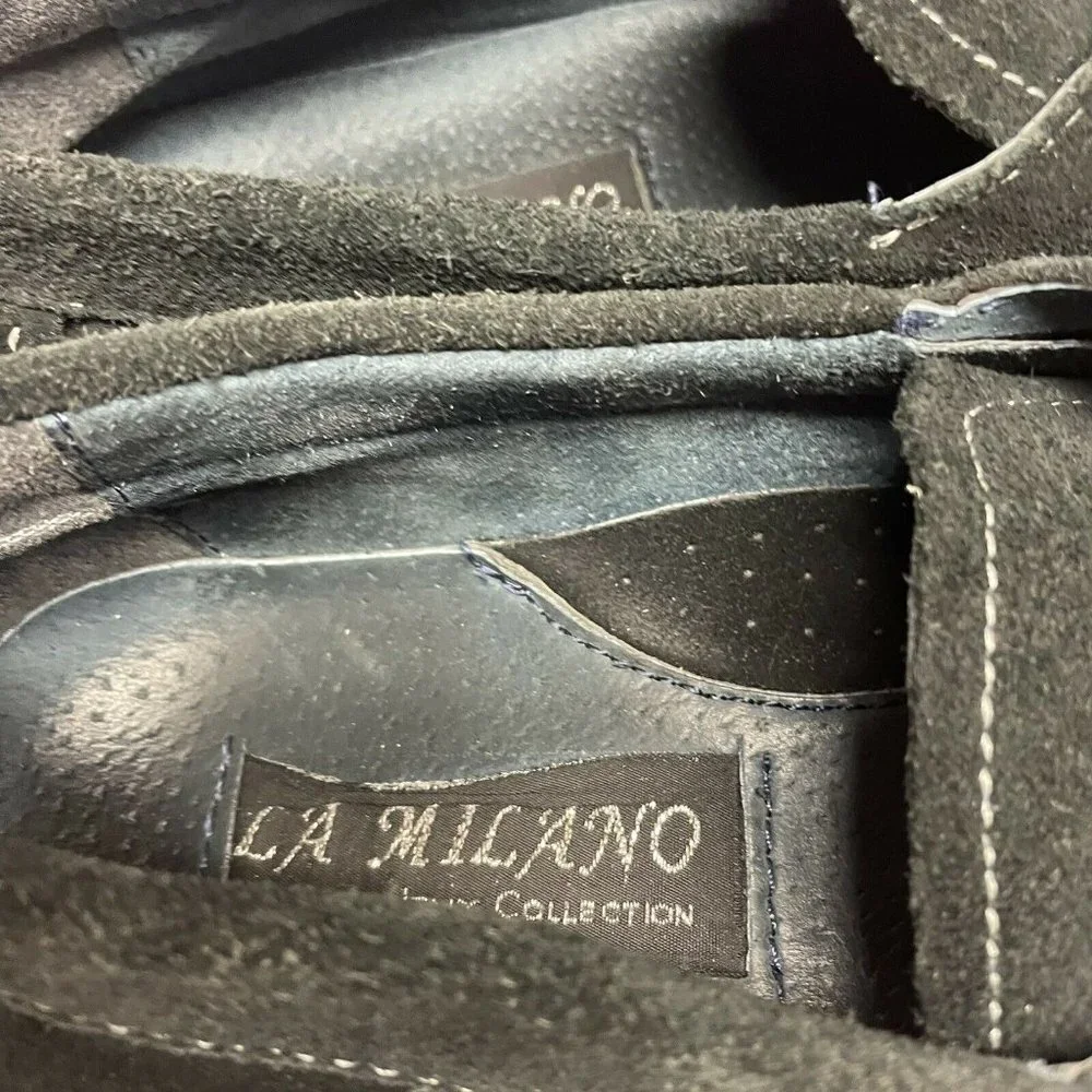 LA Milano Black Leather Loafer step in Men's Boat Shoes Leather Italy Collection
